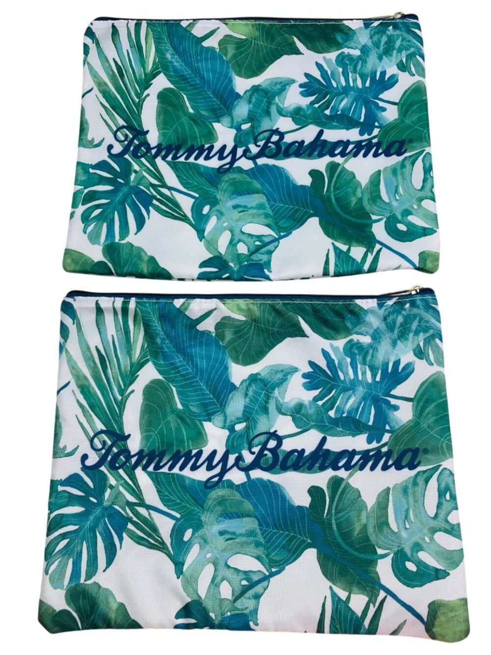 2 -Tommy Bahama Tropical 12x10" Zippered Travel/Swim or Cosmetic Bag Waterproof